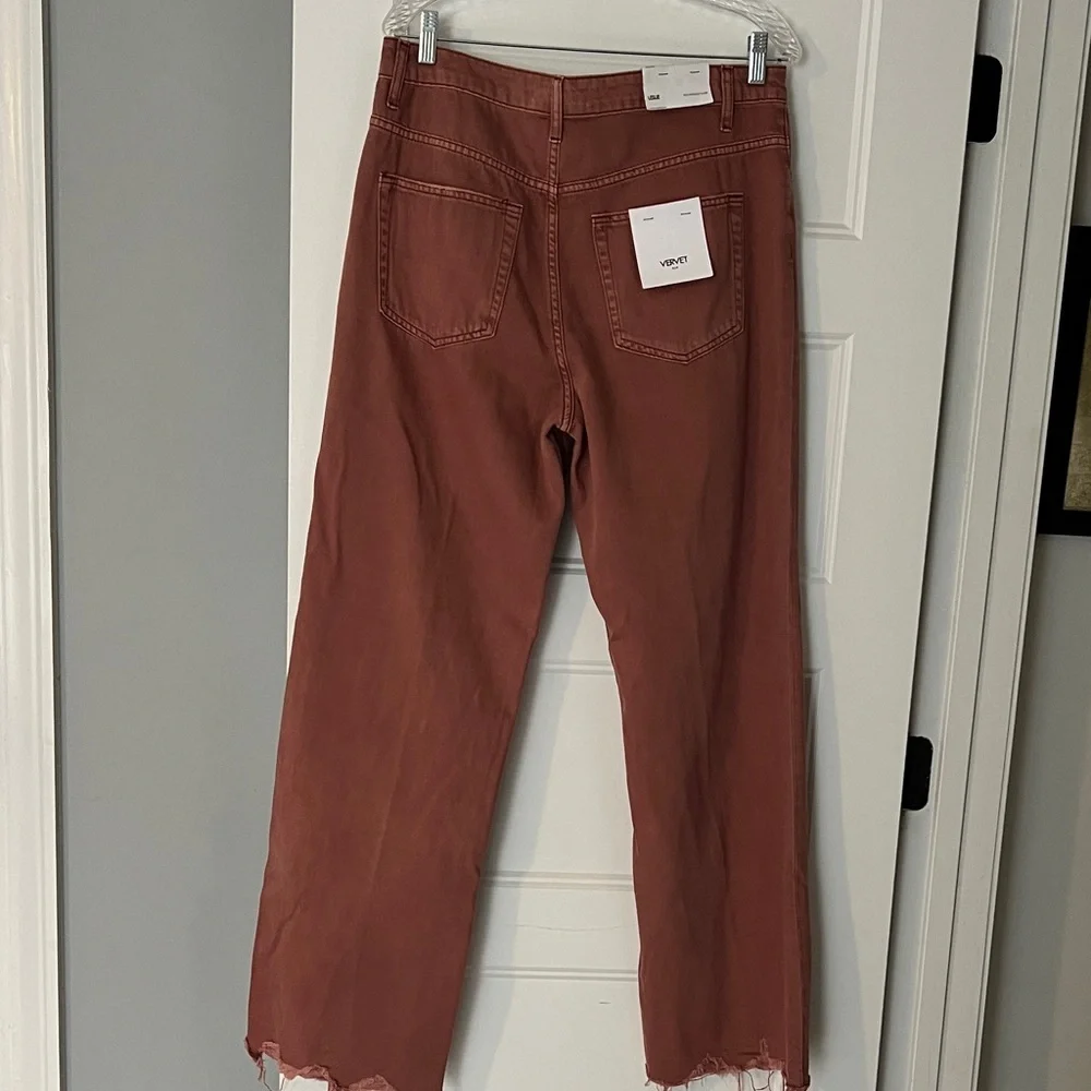 New High-Rise Wide Leg Jeans in Rust - Women's Flare NWT - Picture 3 of 4